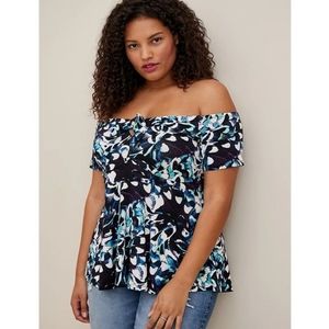 NWT | Torrid Babydoll Super Soft Tie-Front Off-Shoulder Top | Size 5
